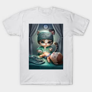 Cute cat surgeon performing surgery T-Shirt